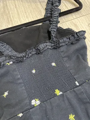 Urban Outfitters Cottagecore Floral Dress XS Navy Blue Ruffle Spring thumbnail 7