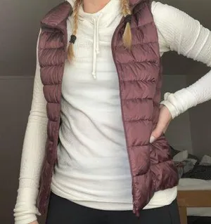 Burgundy Down Vest Red Size XS thumbnail 1