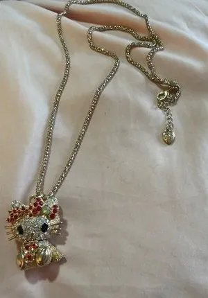 Charming Hello Kitty Red Pendant Necklace Silver thumbnail 1