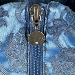 Guess Womens Blue Floral Damask Puffer Jacket Full Zip Quilted Coat Large L thumbnail 4