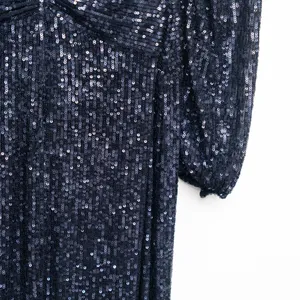Aqua Formal - Navy Sequin‎ Twist-Front Gown thumbnail 8