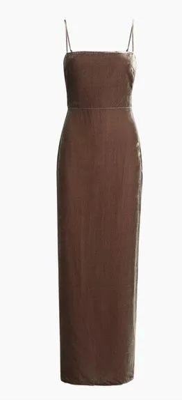NWT REFORMATION Frankie Velvet Maxi Gown Dark Gray Dress Sz 8 thumbnail 2