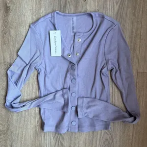 NWT Outdoor Voices Cozy Rib Cropped Cardigan Lavender XS thumbnail 4