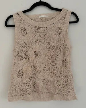 Zara Beige Lace Tank Top thumbnail 1