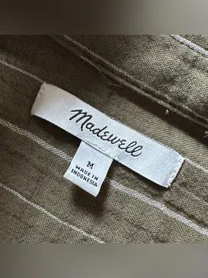 Madewell Lightspun Short Sleeve Flap Pocket Stripe Shirt in Kale Green Medium thumbnail 4