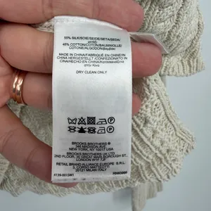 Brooks Brothers Silk Cotton Cable Knit Sweater Womens Large Cream Off White L‎ thumbnail 4