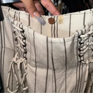 New Free People FP One Bette Wide Leg Striped Lace Up Pants Womens Size 6 NWOT thumbnail 6