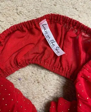 Lucy in the Sky Red Long Sleeve Crop Top thumbnail 5