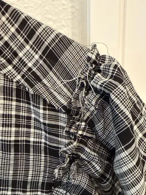 Dress Forum Plaid Tiered Babydoll Mini Dress Ruffle Trim Cottage Grunge thumbnail 6