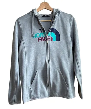 The North Face Full Zip Fleece Hoodie Medium Gray Womens Polyester Activewear thumbnail 1