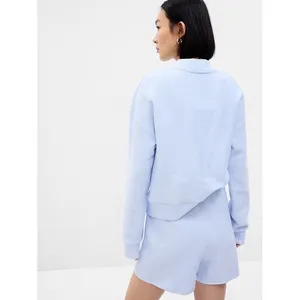 GAP Cardigan Light Blue Ribbed Knit Button Front Cropped V Neck Women's Size L‎ thumbnail 3