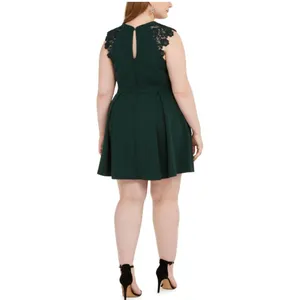 Speechless Plus Lace-Contrast Fit & Flare Dress 3X thumbnail 2