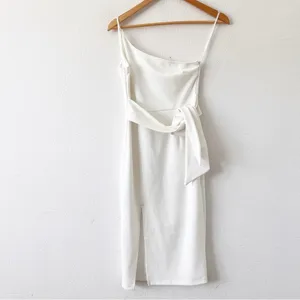 Hello Molly Taking it Back One Shoulder Cutout Bridal Bodycon Dress in White thumbnail 2