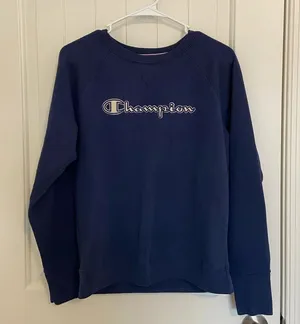 EUC | Champion women’s navy blue‎ logo crewneck — small thumbnail 1