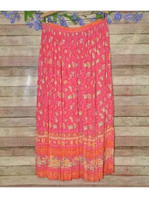 Vintage 90s Y2K Victoria Holley Floral Rayon Maxi Skirt Pink Boho Cottage Size M thumbnail 7