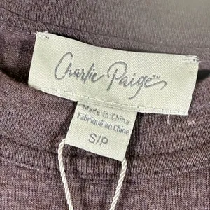 Charlie Paige Womens Heathered Plum Ribbed Side Panel Long Sleeve Top NWT Small thumbnail 2