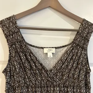 Loft Sun Dress Brown White Geometric Print Size 4 thumbnail 2