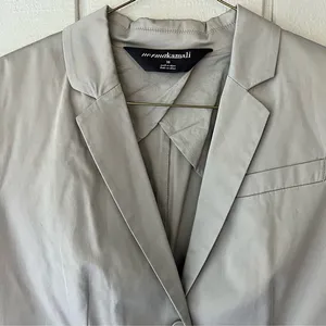 Norma Kamali Two Button Cotton Blazer Tailored‎ Suit Jacket Gray Size 10 thumbnail 2