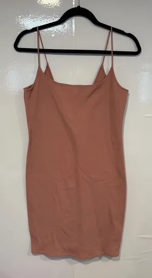 Abercrombie‎ and Fitch ribbed Slim Spaghetti Strap Tank Dress - Rust Pink thumbnail 1