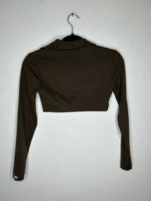 SET ACTIVE long-sleeved, collared brown crop top size small thumbnail 6
