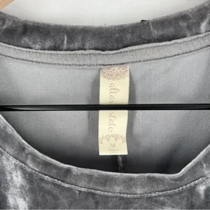 Altar'd State Gray Velvet Ruffled Flutter‎ Sleeve Top Size M thumbnail 4