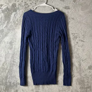 American Eagle Navy Y2K Preppy Cable Knit Sweater Classic‎ Preppy Size Large New thumbnail 3