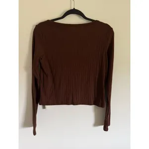 $59 New OGLmove Wide Rib V-neck Cardigan - Brown Small thumbnail 5