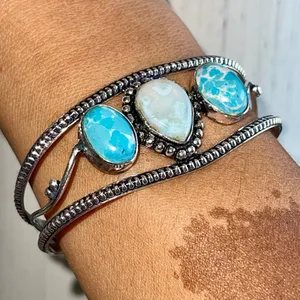 Caribbean Larimar & Howlite Accent Cuff thumbnail 1