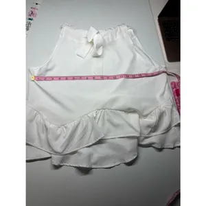 Source Unknown White Ruffle Halter Top Tie Neck Open Side High Low Coquette Y2K Blouse thumbnail 5