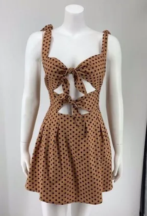 Majorelle Lilly Dress Tan Dress with Polka Dots Size Small thumbnail 5