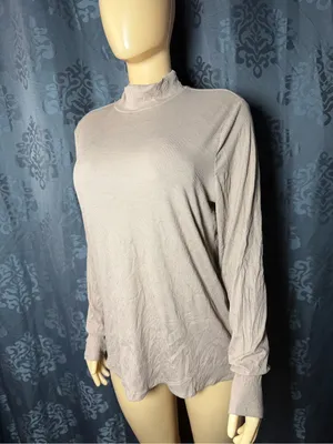 No Boundaries Long Sleeve Mock Neck Top in Taupe thumbnail 2