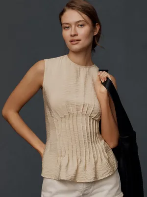 Anthropologie The Della Pleated-Waist Shell Top thumbnail 1