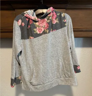 Floral Gray Women's Hoodie Size XXL thumbnail 1