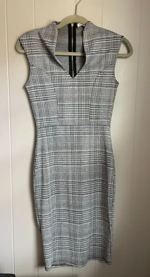 Plaid Bodycon Dress Gray thumbnail 1