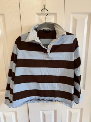 J.Crew Premium Weight Classic Rugby Shirt Press Sea Size Medium thumbnail 2