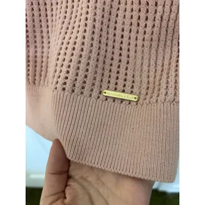 Abercrombie & Fitch Pink Crewneck Open Knit Beach Sweater L Minimal Comfy thumbnail 5