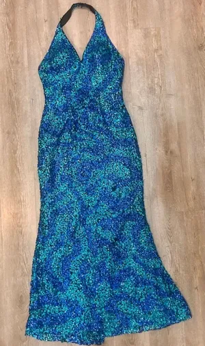Y2K Mermaidcore sequin halter dress Green thumbnail 1