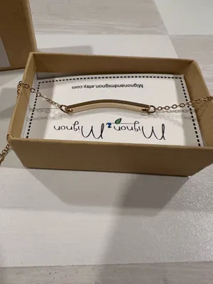 gold plated mignon and mignon engraved coordinates UCLA campus bracelet chain thumbnail 4