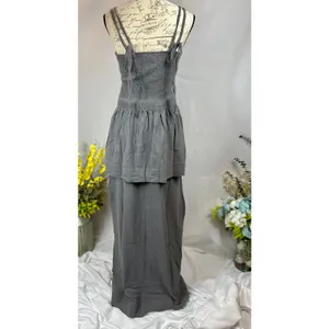 Free People Goldie Skirt Set Elastic Bodice Slit Skirt Smoked Pearls M thumbnail 13