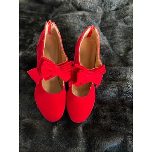 Women's Bow Mary Jane Low Block Chunky Heels Pumps Round Toe Ankle 8.5 thumbnail 3