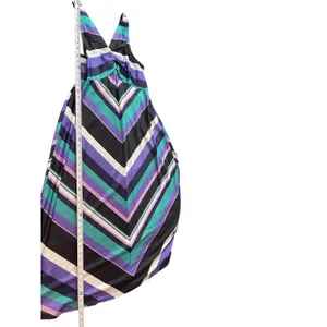 VTG 80s Anthony Richards Chevron Stripe Midi Dress Purple Teal Smocked Retro thumbnail 8