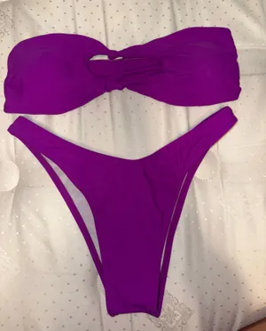SheIn Bright Purple Cutout Bikini thumbnail 1