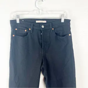 LEVI’S Black Big E Button Fly Wedgie Straight Leg Jeans Size 28 Biker Casual thumbnail 7