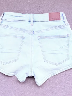 American Eagle Outfitters Light Blue Denim Women's High-Rise Shorts Sz 00 thumbnail 4