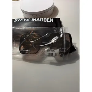 NWT Steve Madden Oversized Square Sunglasses Brown‎ Tortoise Gold Chain Bling thumbnail 4