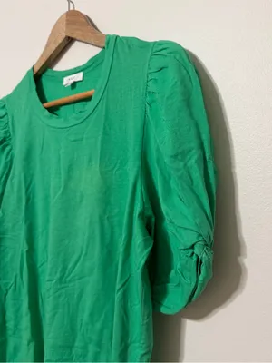 A.L.C. Kati Ruched Puff Sleeve Short Sleeve T-Shirt Top Size Small Green thumbnail 5