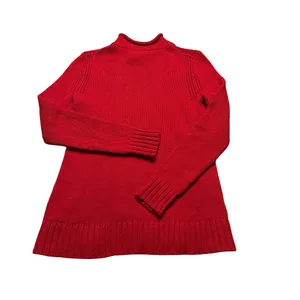 ✨🧶 Vintage J. CREW Roll Neck Knit Sweater Red Cotton Pullover Women’s Size S 🧶✨ thumbnail 5