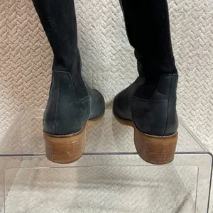 Lucky Brand Tilaree Womens Black Leather Suede Slip On Tall Boots Size 6.5‎ thumbnail 4
