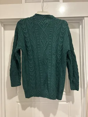 Vintage Express Handknitted Green Sweater Women’s size Large Cable Knit Academia thumbnail 7
