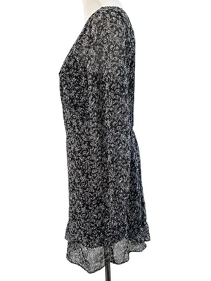 Abercrombie & Fitch Black Floral Smocked Mini Dress Size L thumbnail 4